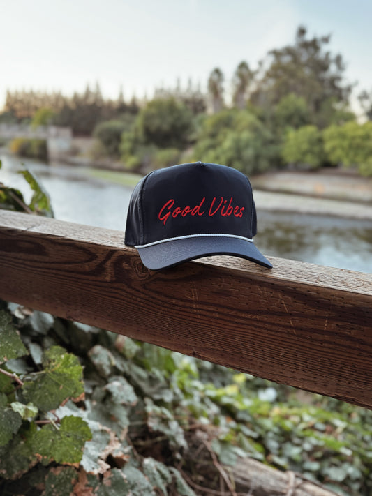 Good Vibes Script Hat- Navy